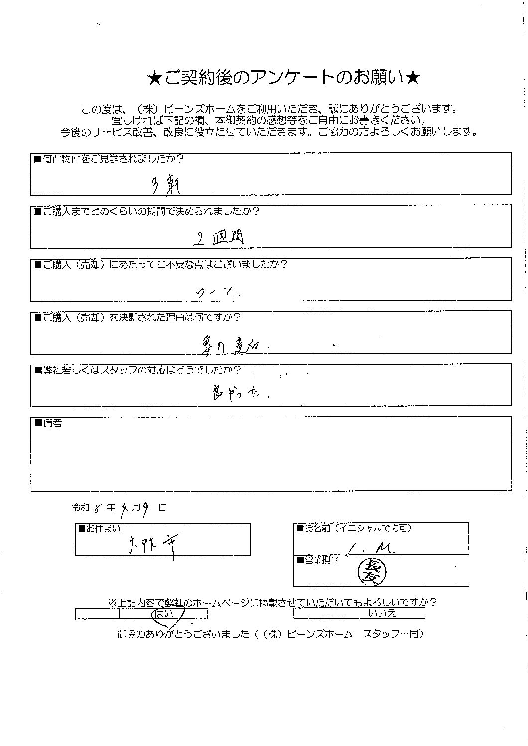 大阪市にお住まいのI.M田様